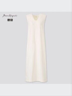 Uniqlo x Mame Kurogouchi AIRism Cotton Sleeveless Shelf Bra Dress, Off White, XL